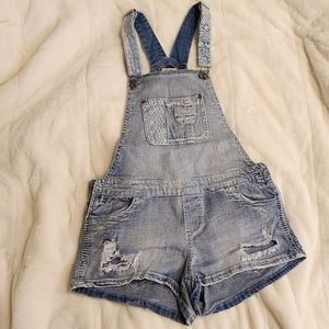 Mudd juniors overalls shorts blue denim fits like a small